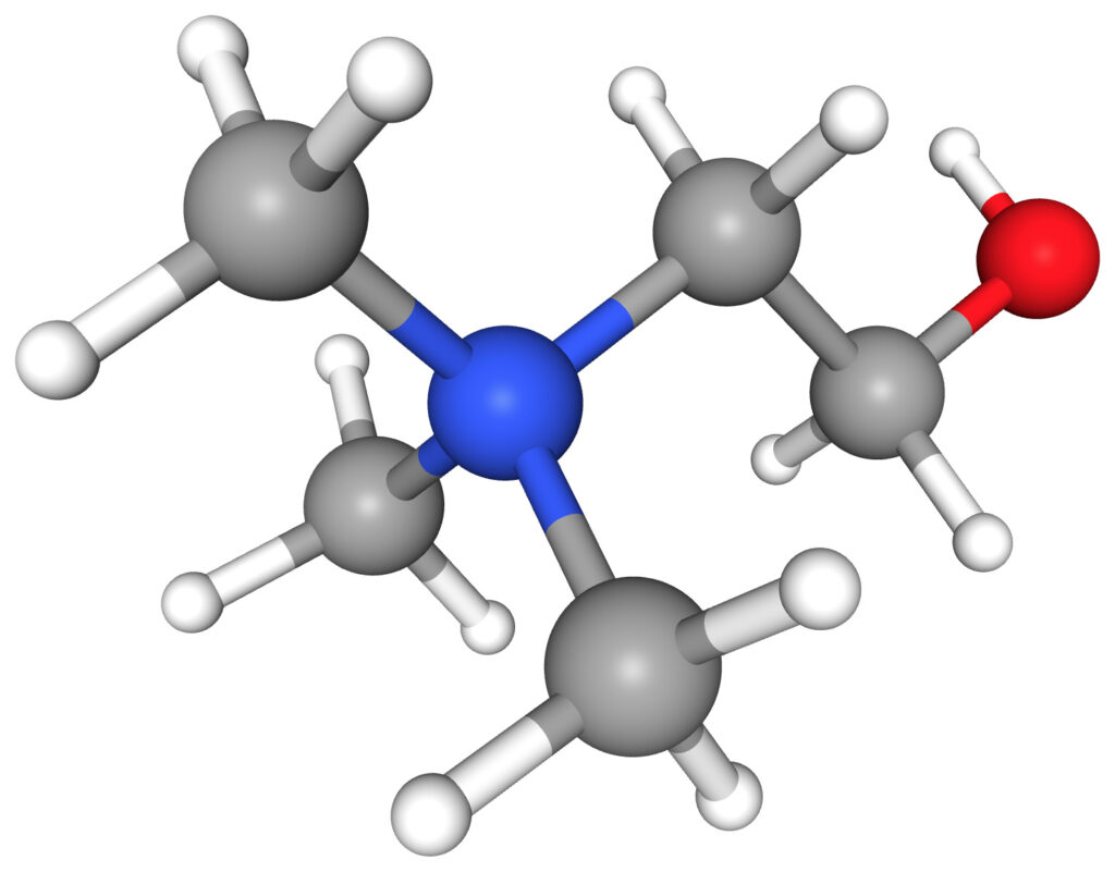 Représentation 3D d'une molécule de choline ou vitamine B4