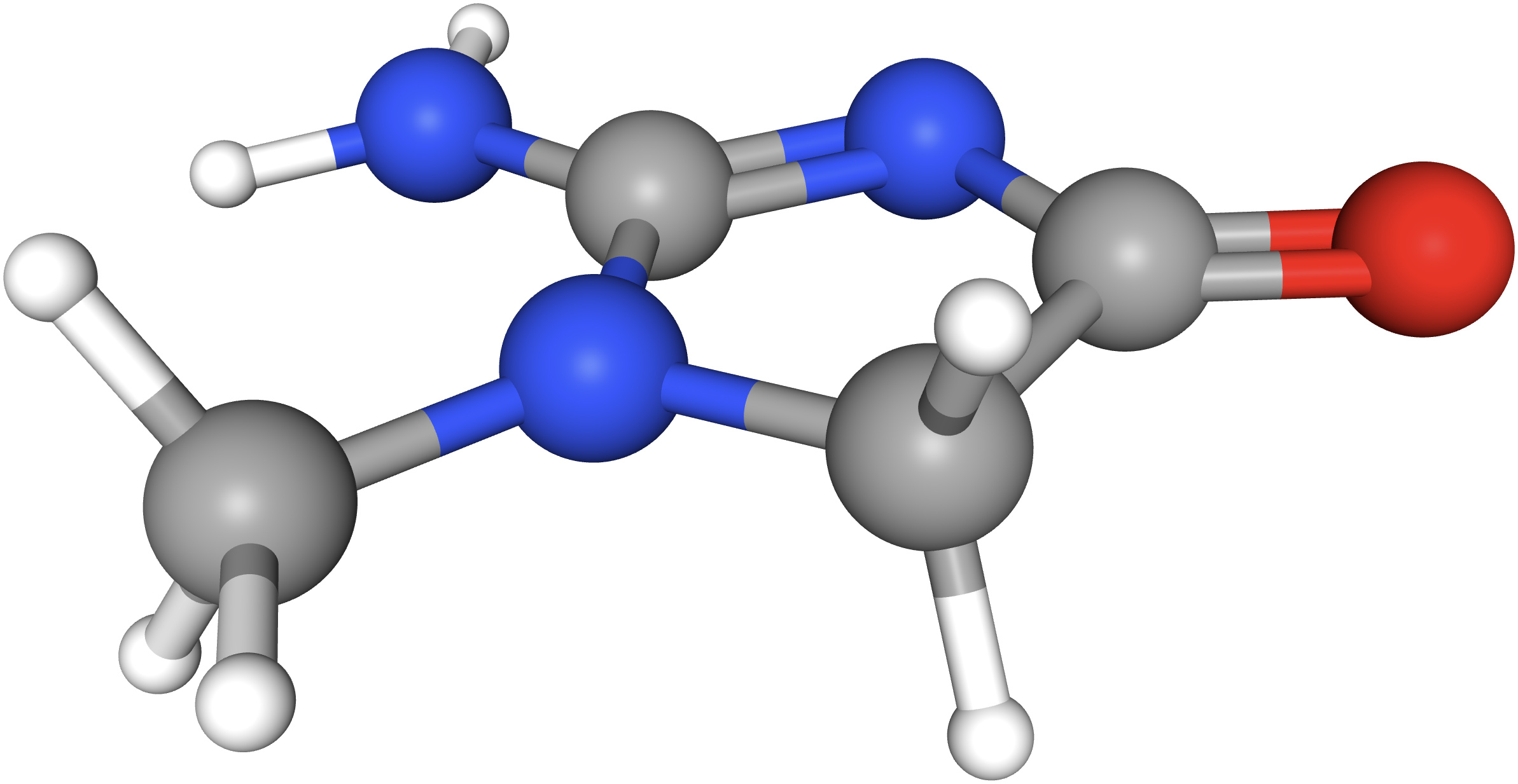 représentation 3D d'une molécule de créatinine C4H7N3O