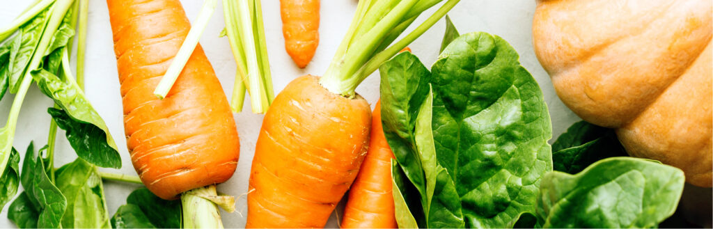 La provitamine A sous forme de bêta-carotène se trouve notamment dans les carottes, les épinards et le potiron