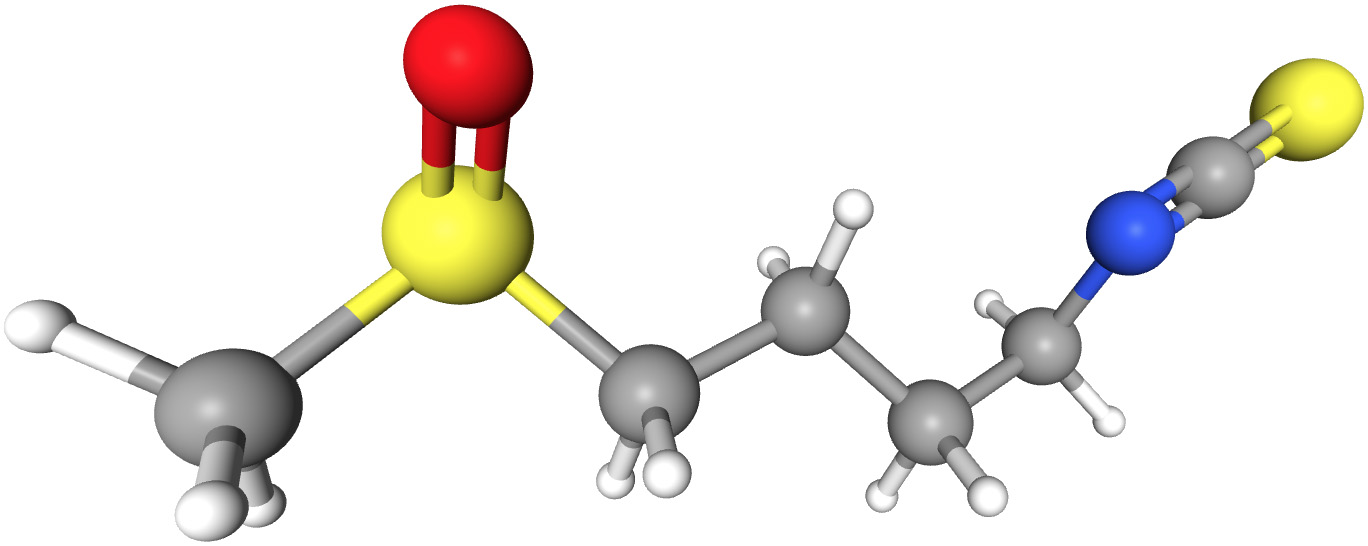 Représentation 3D d'une molécule de sulforaphane