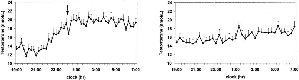 comparaison du pic de testostérone selon la qualité du sommeil