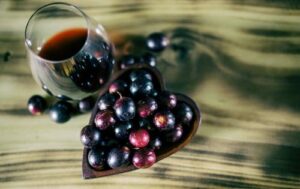 grappe de raisins et vin rouge riches en resvératrol